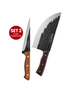 Pachet 2 Cuțite: Cuțit pentru Feliat 16.5 cm + Satâr cu Mâner de Lemn 21 cm ❘ D7794 + D7791
