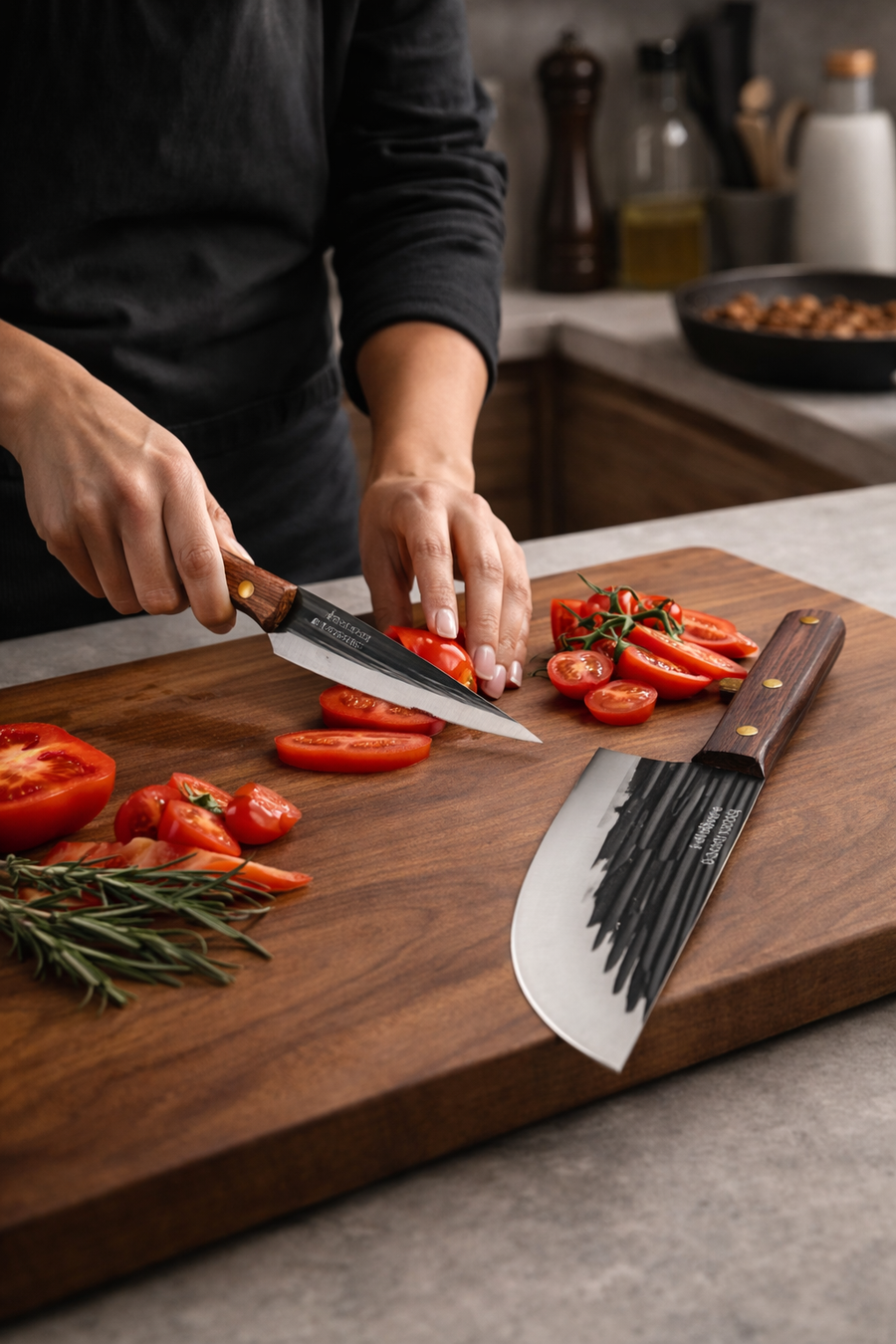Pachet 2 Cuțite: Cuțit pentru Feliat 16.5 cm + Satâr cu Mâner de Lemn 21 cm ❘ D7794 + D7791
