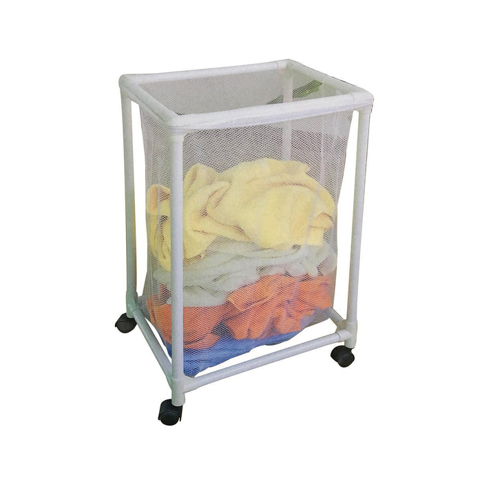 Cos pentru rufe din plastic cu roti, capacitate 60L, Naimeed D2402, culoare Alb, 70x40x30 cm
