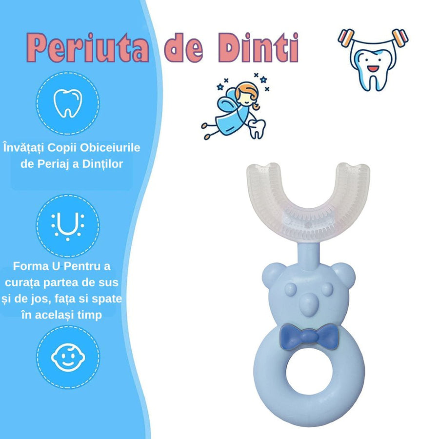 Set 2 Periute de Dinti, U-shape, pentru Copii 6-12 ani, Naimeed D4368/D4367, Albastru și Roz