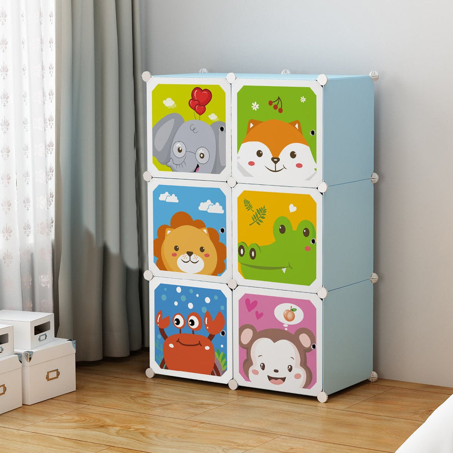 Dulap Modular Copii, 6 Compartimente, D4384, Blue