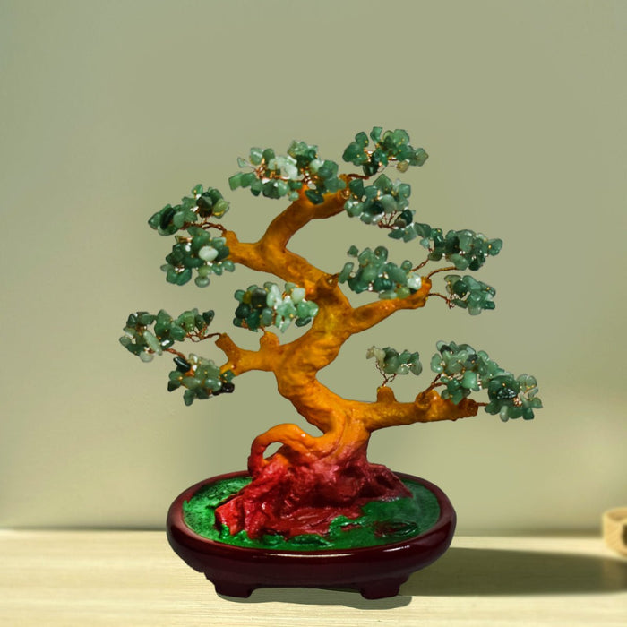 Copacel Feng Shui cu Pietre de Aventurin, Suport Ceramic, Naimeed, D4624-Verde