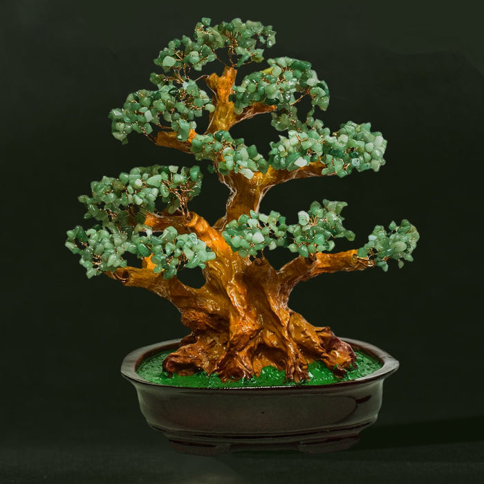 Copacel Feng Shui cu Pietre de Aventurin, Suport Ceramic, Naimeed, D4627-Verde