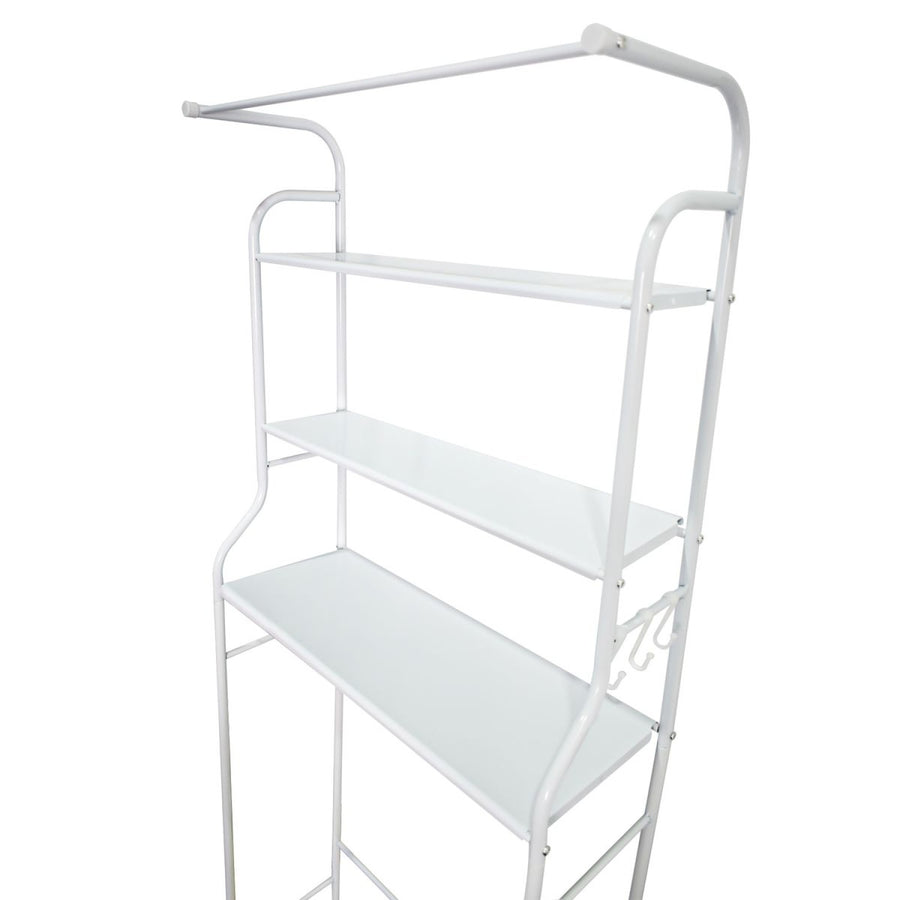 Raft de baie, 3 polițe, 163x65x25 cm – ideal deasupra mașinii de spălat, alb, metal, stabil și spațios ❘ D4823-Raft
