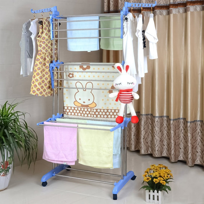 Uscator rufe, pliabil vertical, cu roti, 6 polite, Naimeed D4834, Inox