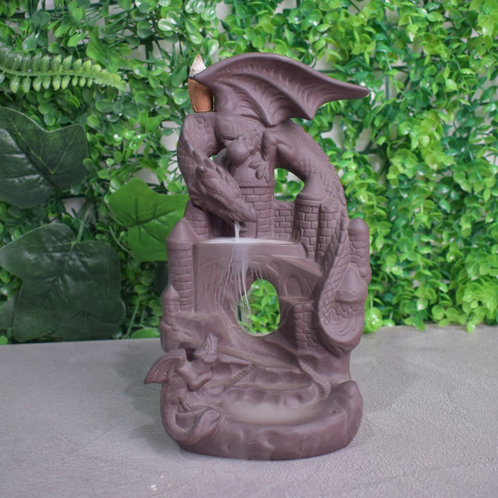 Suport conuri parfumate, Naimeed D5076, cascada de fum, aromaterapie, ceramica, Maro, 11x9x20cm