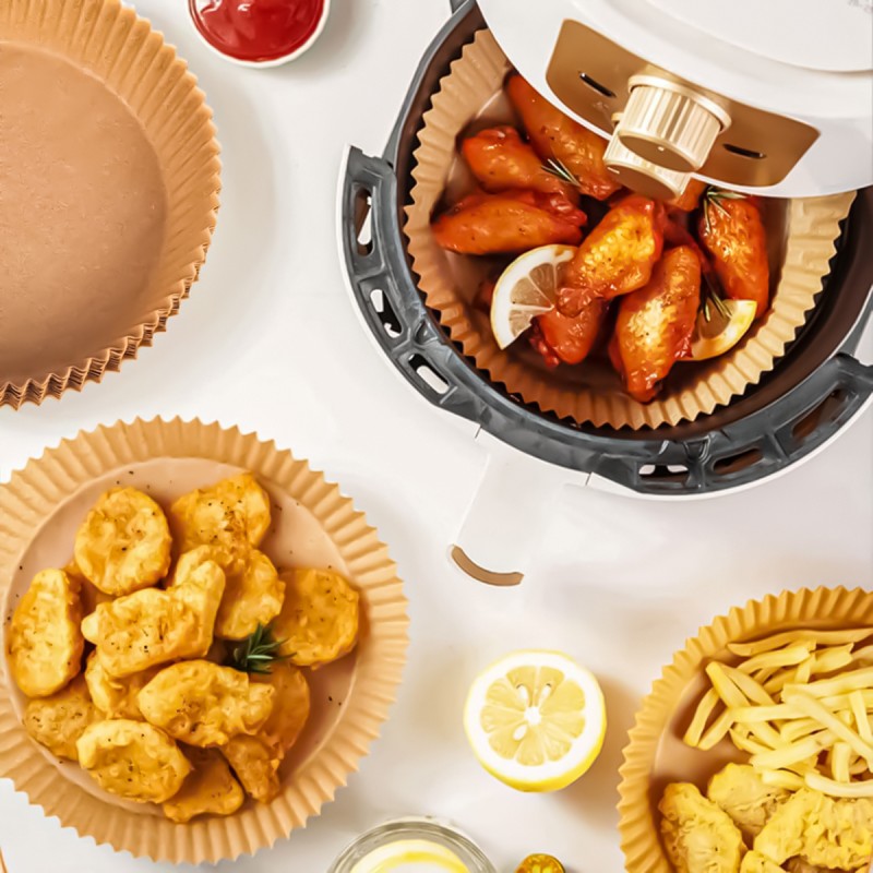 Set 3 x 100 bucăți hârtie de copt, pentru Air Fryer, friteuză, cuptor cu microunde, Maro | D5142