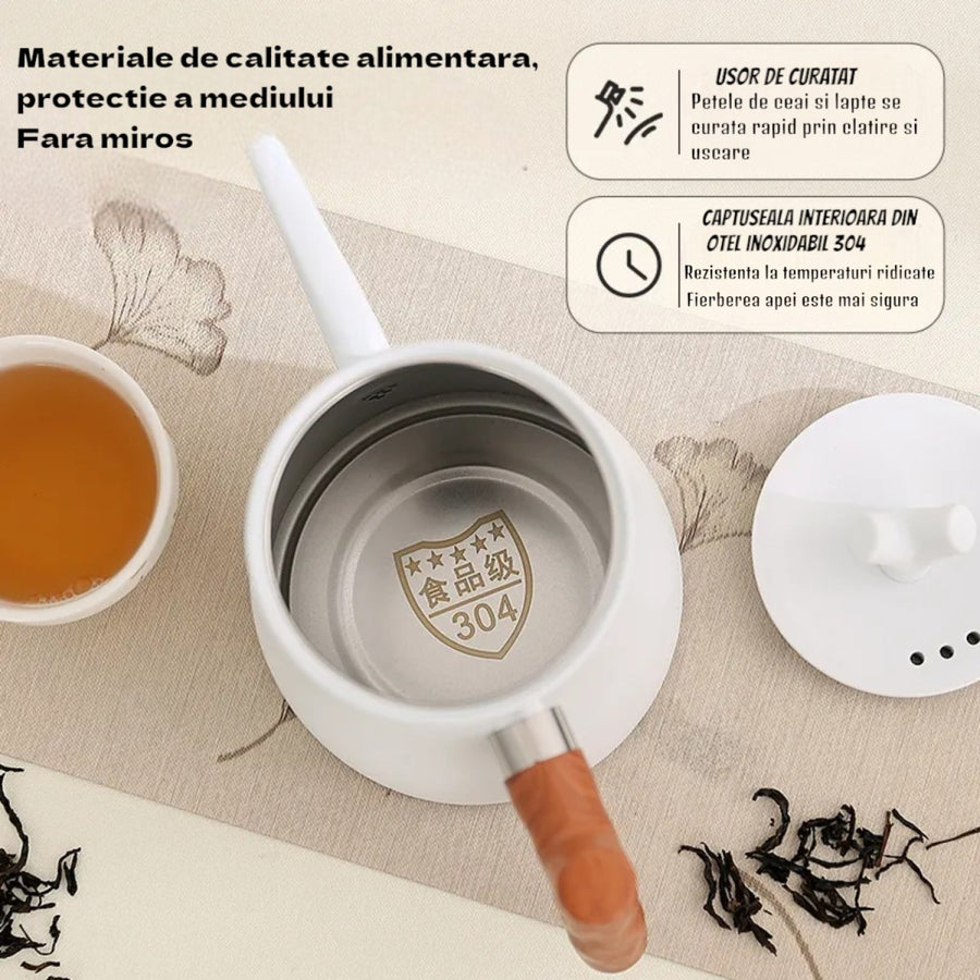 Ceainic cu Capac, Design Elegant, Oțel Inoxidabil/Plastic, 1500ml, 16.5x13x10cm, Diverse Culori ❘ D6971 / D6972