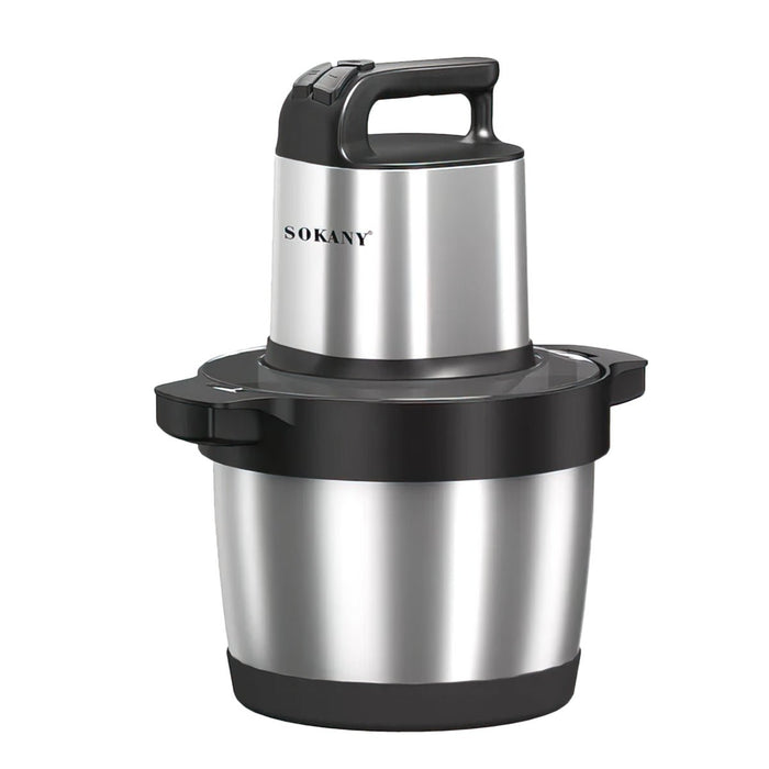 Tocator electric Sokany SK-YM-7033, 4 lame din otel inoxidabil de inalta calitate, 1500 W, 6L, recipient din Inox, Negru/Inox