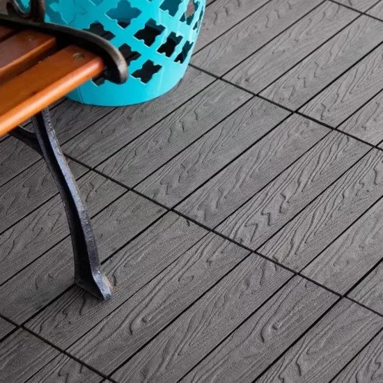 Dală deck terasă WPC, 30x30x2cm, aspect lemn natural, ultra-rezistentă ❘