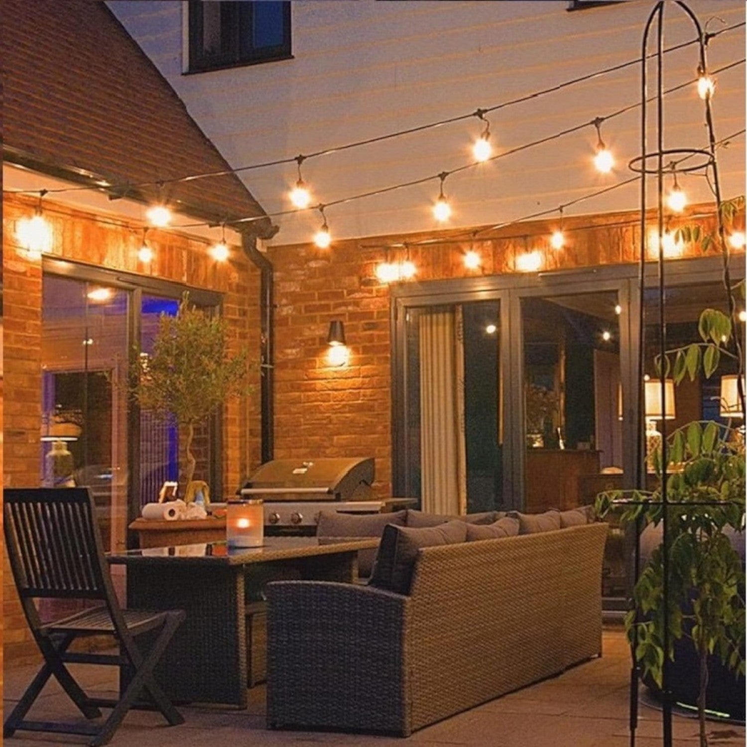 Ghirlandă luminoasă, solară, decorativă, interconectabilă, 5m, 10 Becuri LED, Lumina Alb Cald ❘  D6103