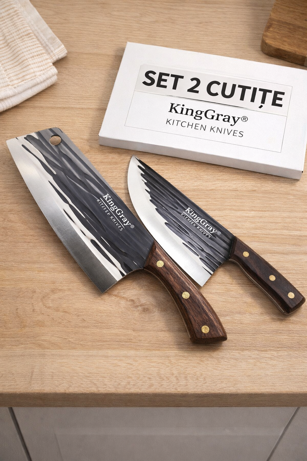 Pachet: Cuțit Măcelar 33 cm + Cuțit de Bucătarie 31 cm  ❘ D4304 + D4307