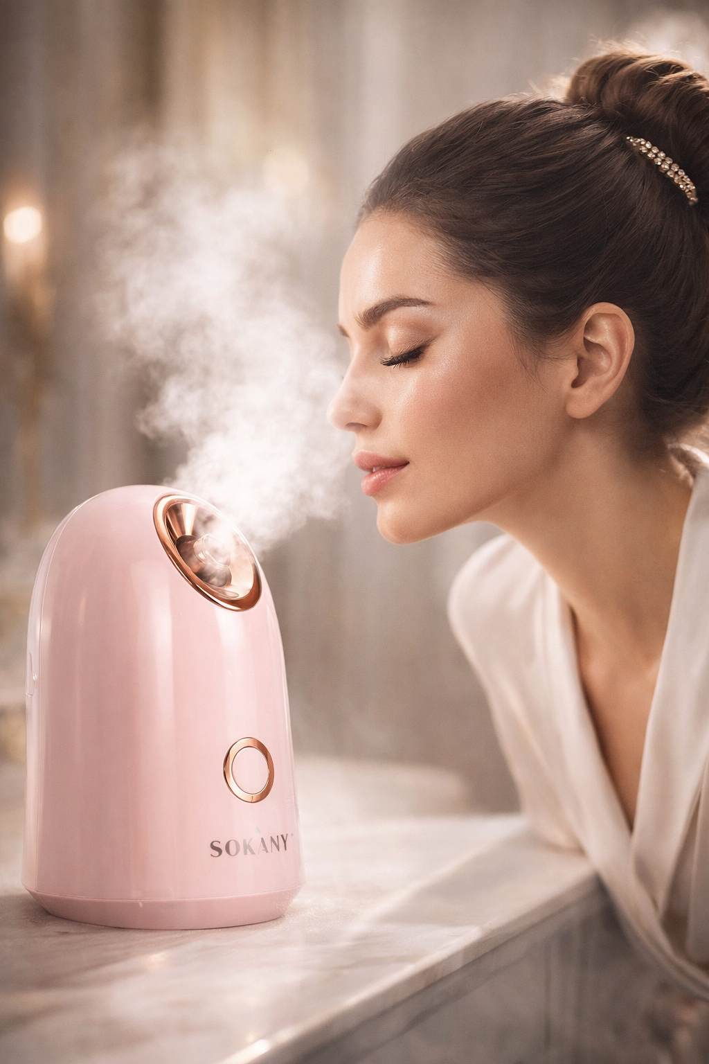 Saună Facială cu Ionizare, 280W, Deschidere Pori, Curățare Ten, Pulverizator Aburi, Diverse Culori ❘ SK-6880