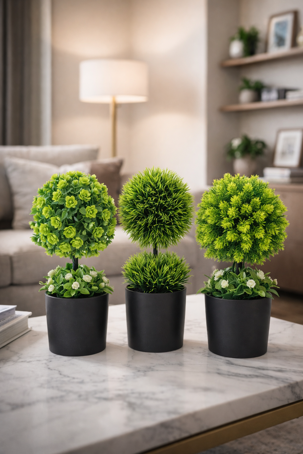 Pachet: 3 x Copac Artificial, cu ghiveci, 24x8 cm ❘ D6918 / D6919/ D6917