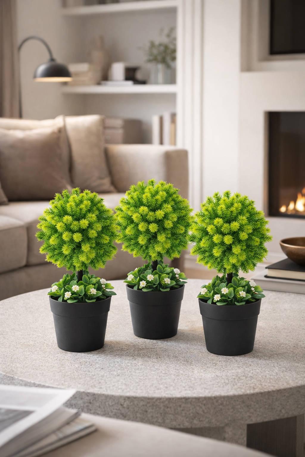 Pachet: 3 x Copac Artificial, cu ghiveci, 24x8 cm ❘ D6918 / D6919/ D6917