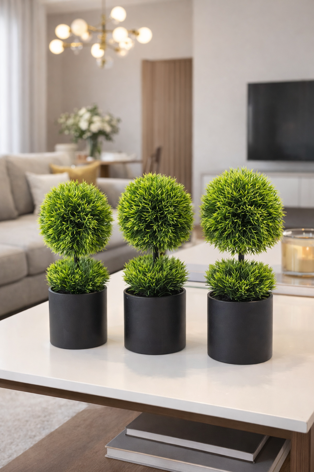 Pachet: 3 x Copac Artificial, cu ghiveci, 24x8 cm ❘ D6918 / D6919/ D6917