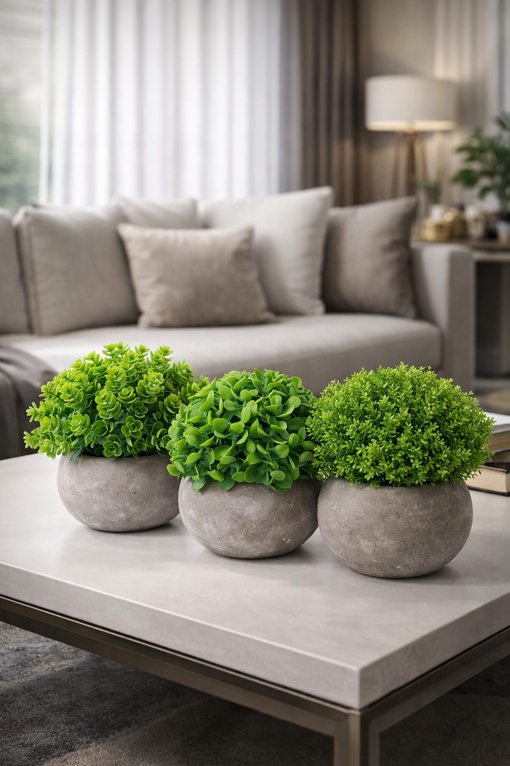 Pachet: 3 x Plante Artificiale, 12 x 10 cm, Verde ❘ D6933 / D6934 / D6935