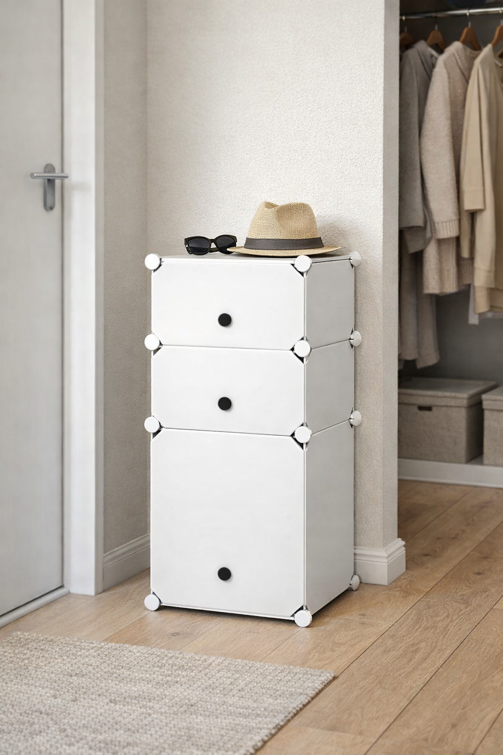 Dulap Modular, 3 Uși, 74 x 37 x 37 cm, Alb ❘ D7892