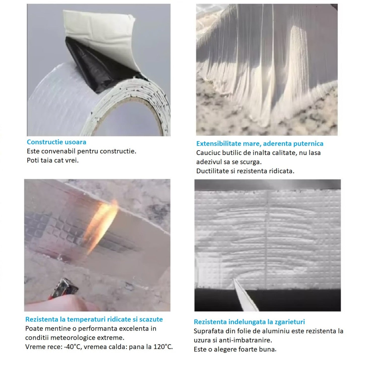 Set 3 x Bandă adezivă butilică, impermeabilă, izolatoare, 5m x 5cm x 1mm ❘ D6444