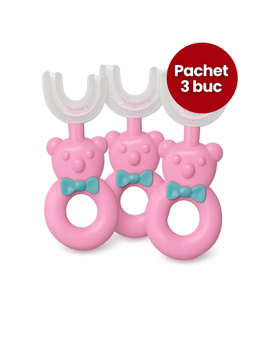 Pachet: 3 Periuțe de Dinți Circulare U-shape, pentru Copii 2-6 ani | D4368 / D4367