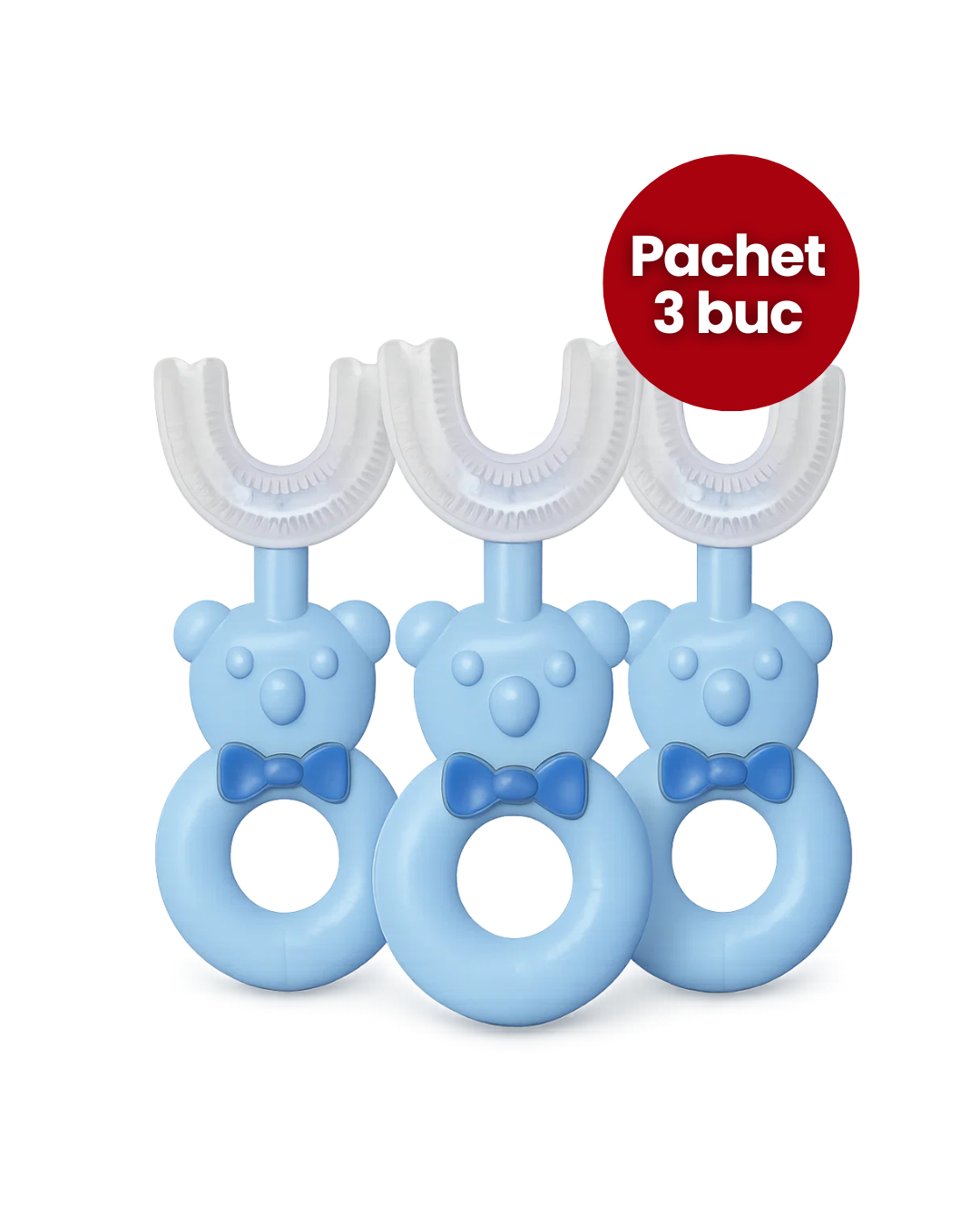 Pachet: 3 Periuțe de Dinți Circulare U-shape, pentru Copii 2-6 ani | D4368 / D4367
