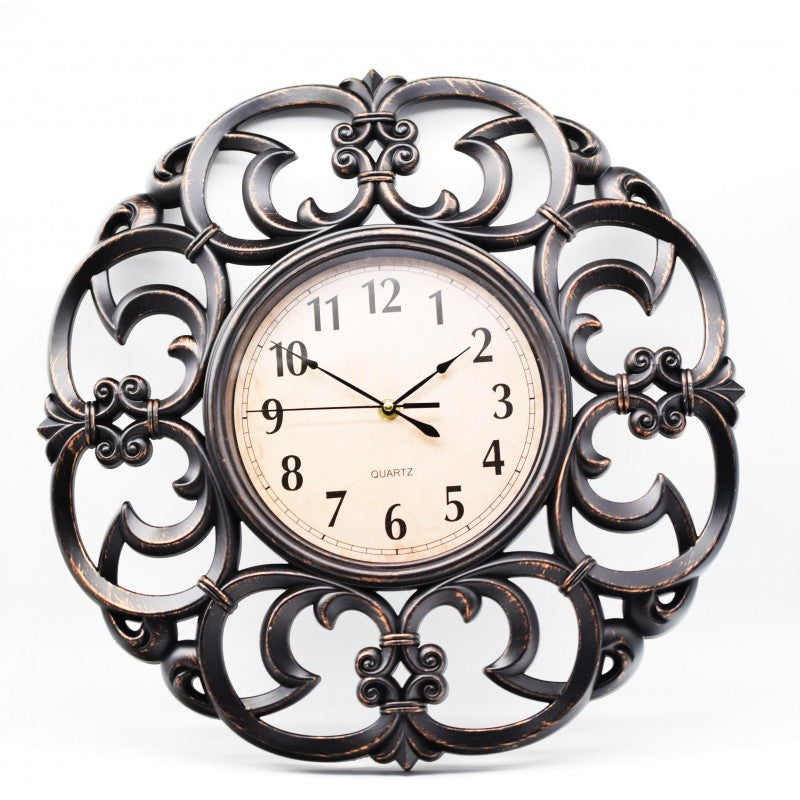 Ceas de perete vintage, 45 cm, cu mecanism silențios, Maro/Negru ❘ D256