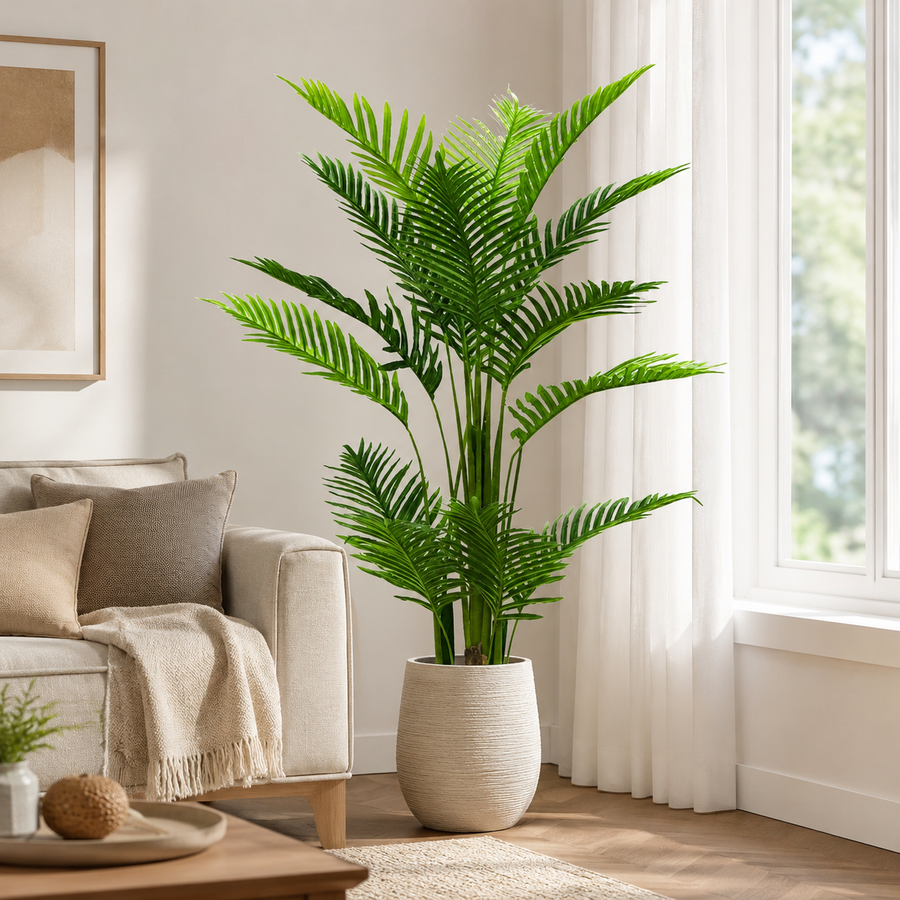 Planta artificiala, Palmier Areca fara ghiveci, 18 frunze, 165cm, verde | D4255