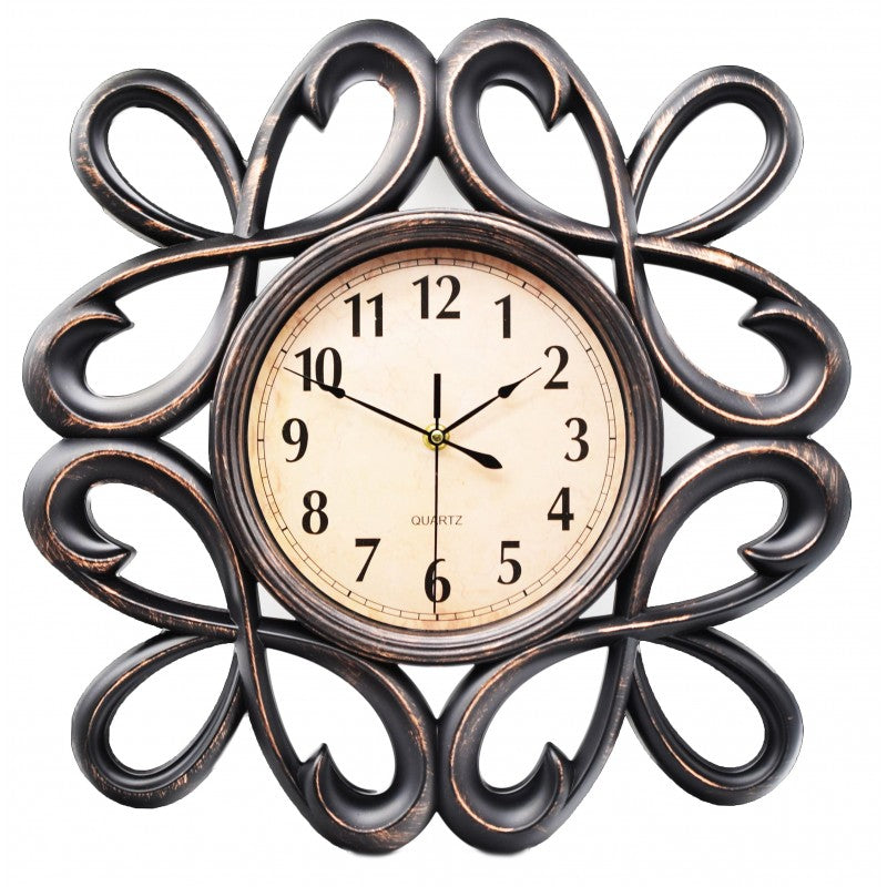 Ceas de perete vintage, 42 cm, cu mecanism silențios, Maro/Negru ❘ D257