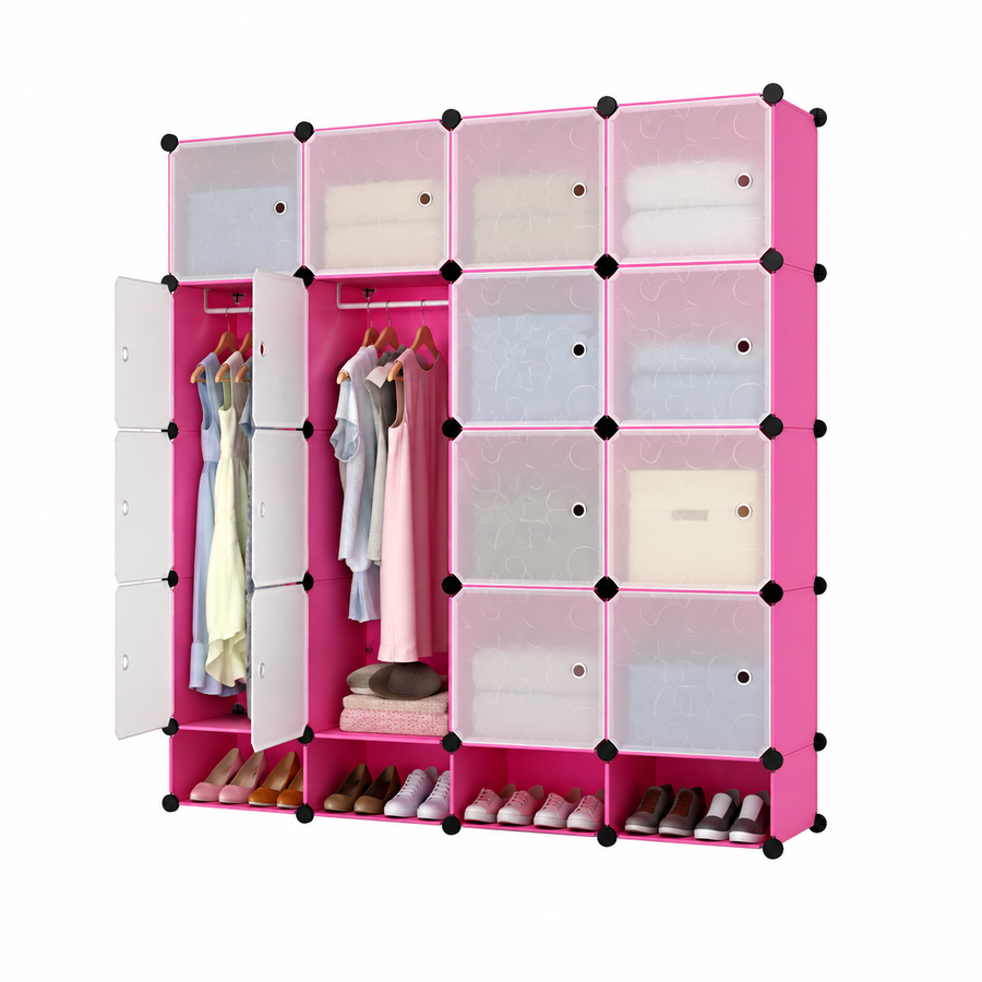 Dulap Modular, 16 Usi, Naimeed D7140, 162x145x37cm, Roz