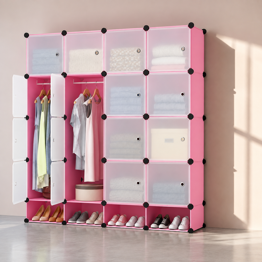 Dulap Modular, 16 Usi, Naimeed D7140, 162x145x37cm, Roz