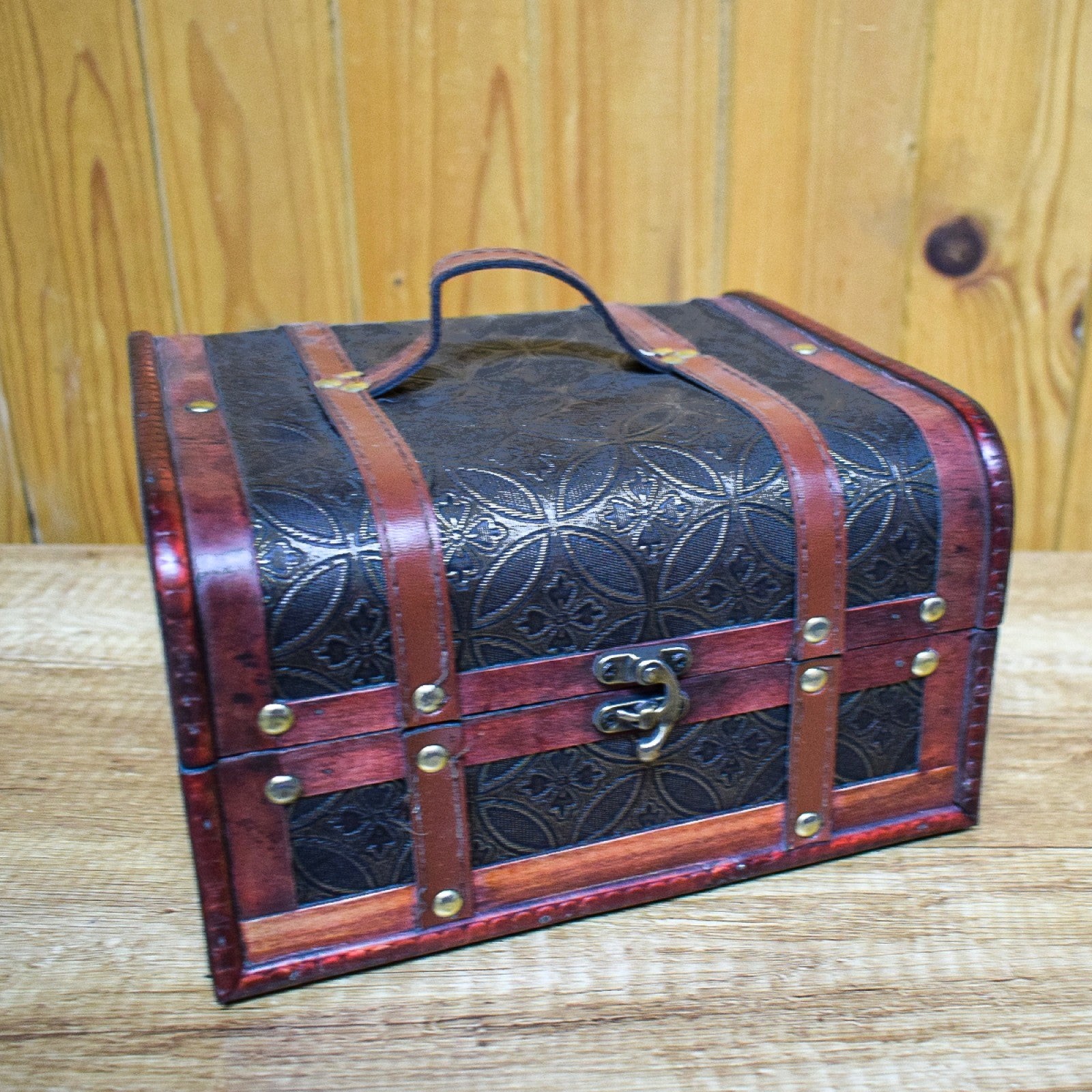 Cutie depozitare tip cufăr, 24x14x10 cm / 24x22x14 cm, Lemn, Alb-Vișiniu / Negru-Vișiniu | D17024 / D16924