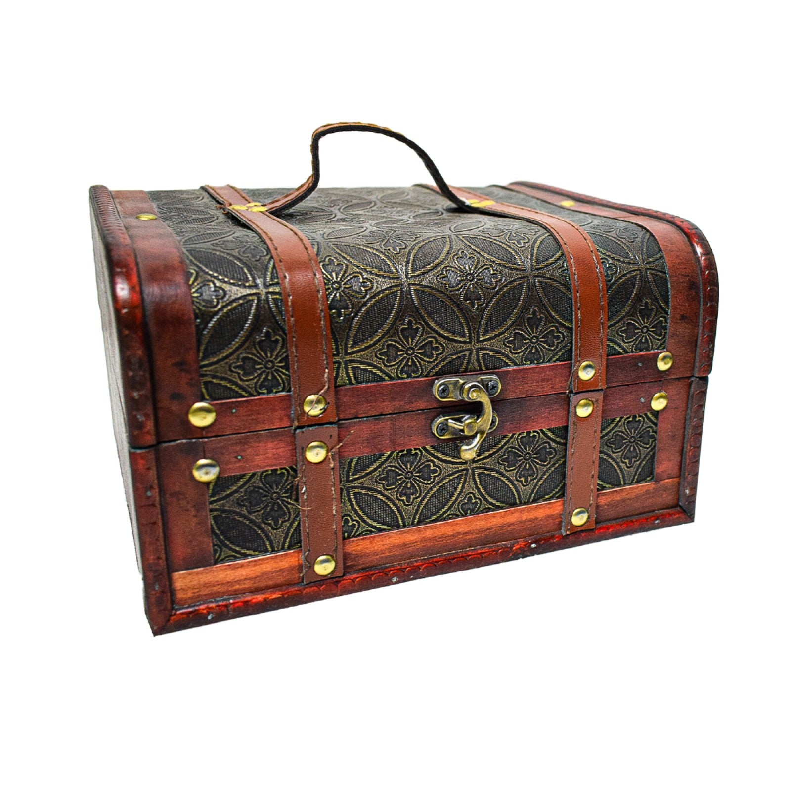 Cutie depozitare tip cufăr, 24x14x10 cm / 24x22x14 cm, Lemn, Alb-Vișiniu / Negru-Vișiniu | D17024 / D16924