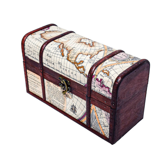 Cutie depozitare tip cufăr, 24x14x10 cm / 24x22x14 cm, Lemn, Alb-Vișiniu / Negru-Vișiniu | D17024 / D16924