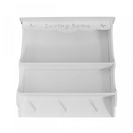 Etajeră cu 2 nivele și cuier, 50 x 26 x 47 cm, Alb ❘ D18PVC