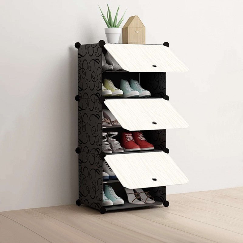 Pantofar Modular, 6 compartimente - rezistent, încăpător, ușor de montat, negru ❘ D2660N