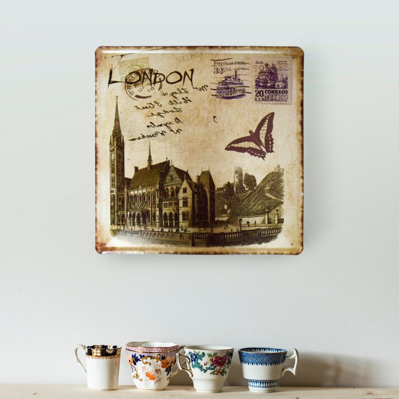 Pachet: 3 x Tablou Metalic, Stil Retro, 30 x 30 cm, Diverse Modele ❘ D29_