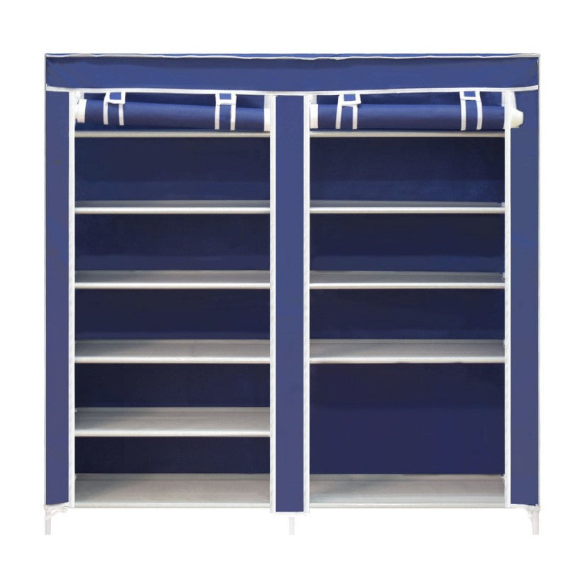 Pantofar textil dublu, 6 nivele, albastru - practic, rezistent și cu protecție împotriva prafului ❘ D2A