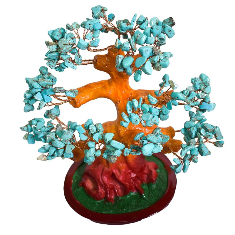 Copac Feng Shui cu Pietre Semiprețioase, Suport Ceramic, Înălțime 22 cm, Multiple Modele ❘ D3013_