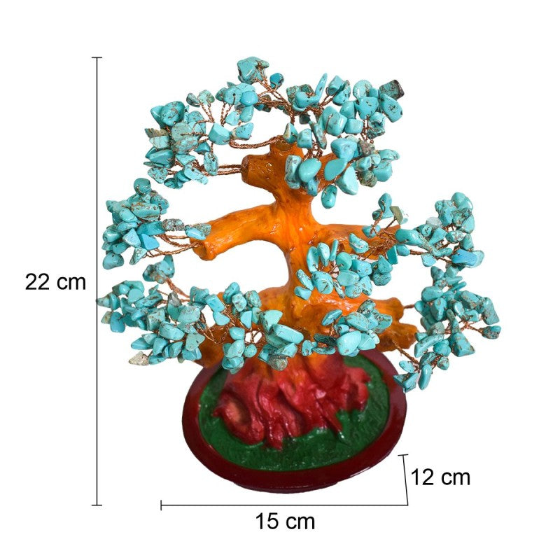 Copac Feng Shui cu Pietre Semiprețioase, Suport Ceramic, Înălțime 22 cm, Multiple Modele ❘ D3013_