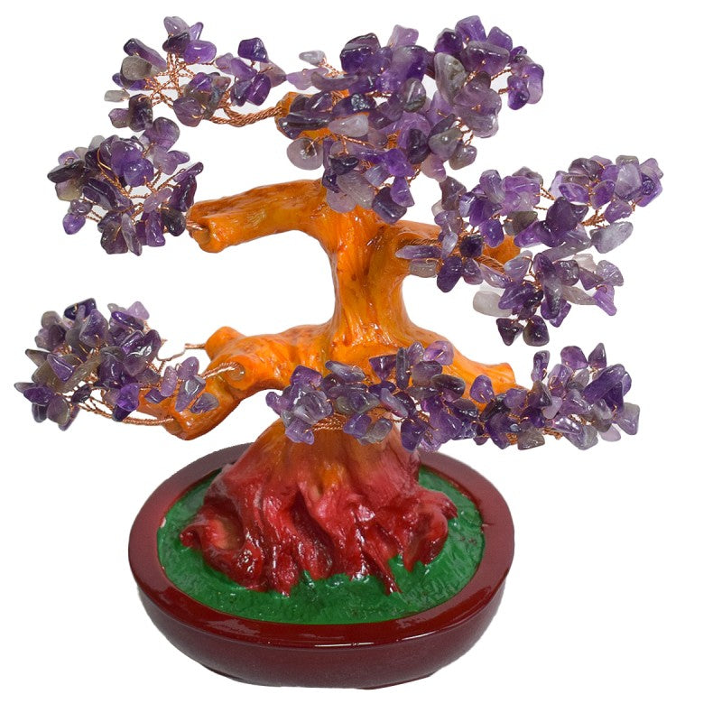 Copac Feng Shui cu Pietre Semiprețioase, Suport Ceramic, Înălțime 22 cm, Multiple Modele ❘ D3013_