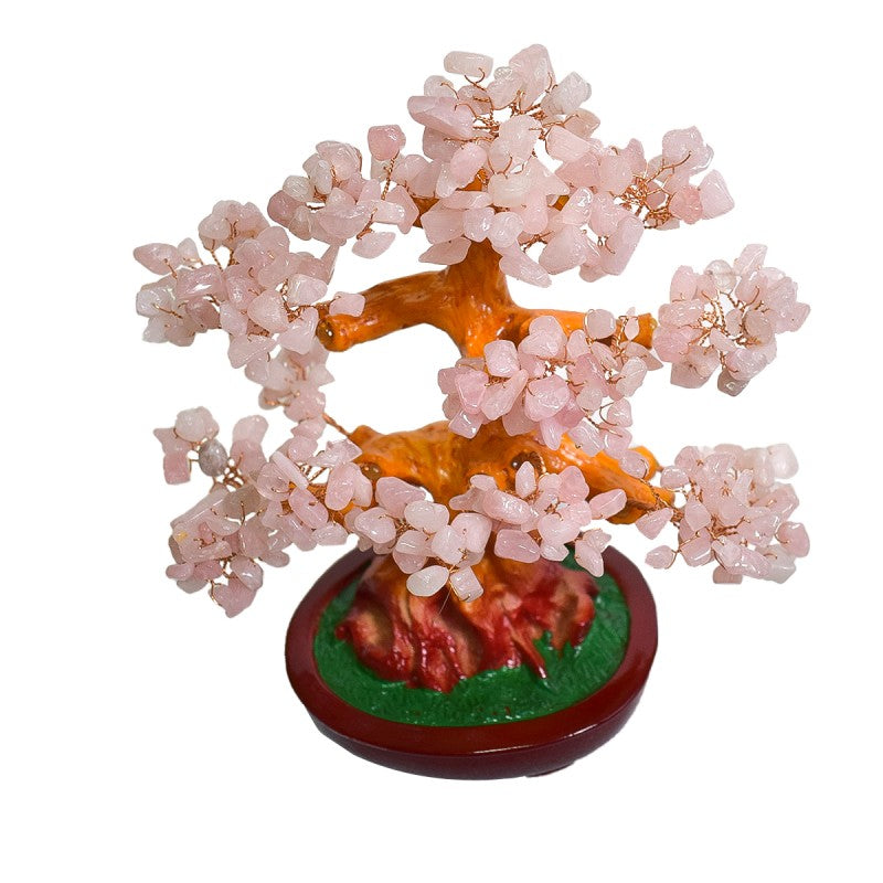 Copac Feng Shui cu Pietre Semiprețioase, Suport Ceramic, Înălțime 22 cm, Multiple Modele ❘ D3013_