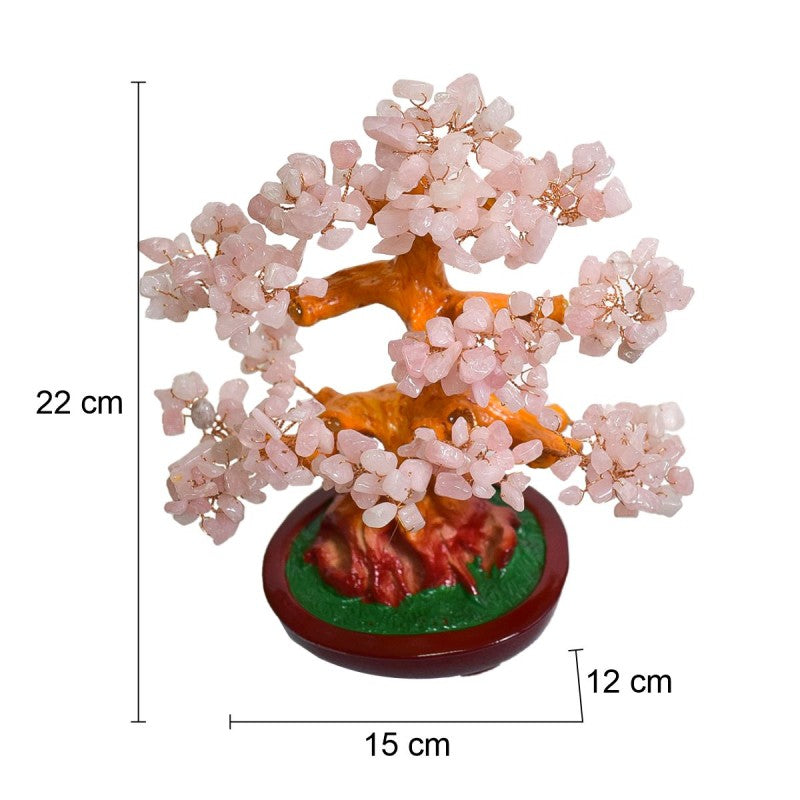 Copac Feng Shui cu Pietre Semiprețioase, Suport Ceramic, Înălțime 22 cm, Multiple Modele ❘ D3013_