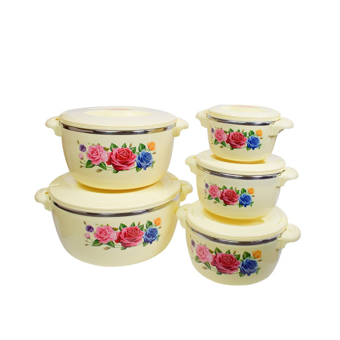 Set 5 caserole termoizolante, Naimeed D3152, Crem