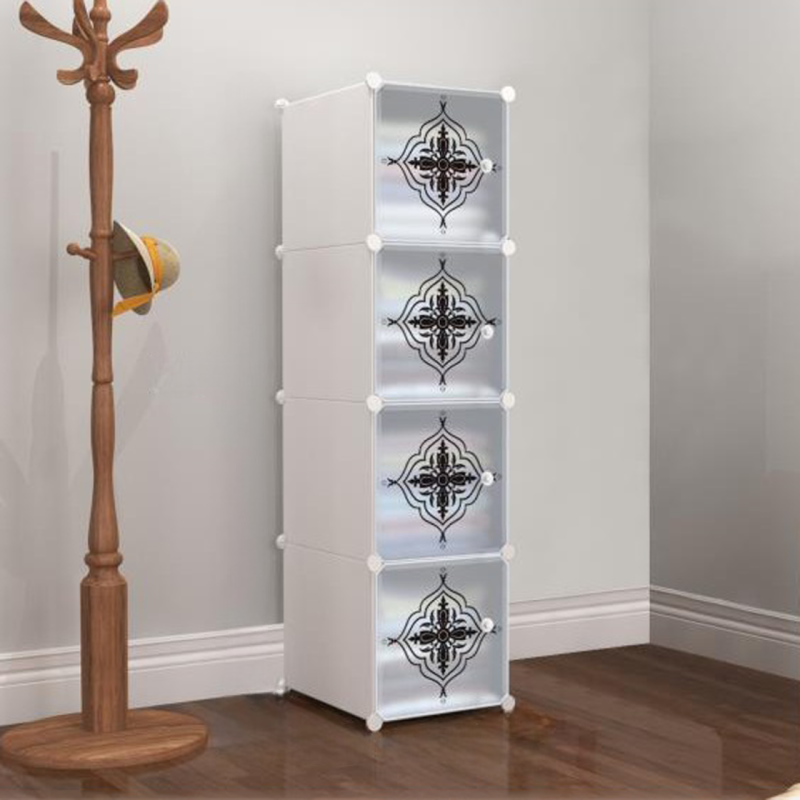 Dulap Modular, 4 Compartimente, 37 x 148 x 37 cm, Alb/Negru ❘ D3203 / D2703N