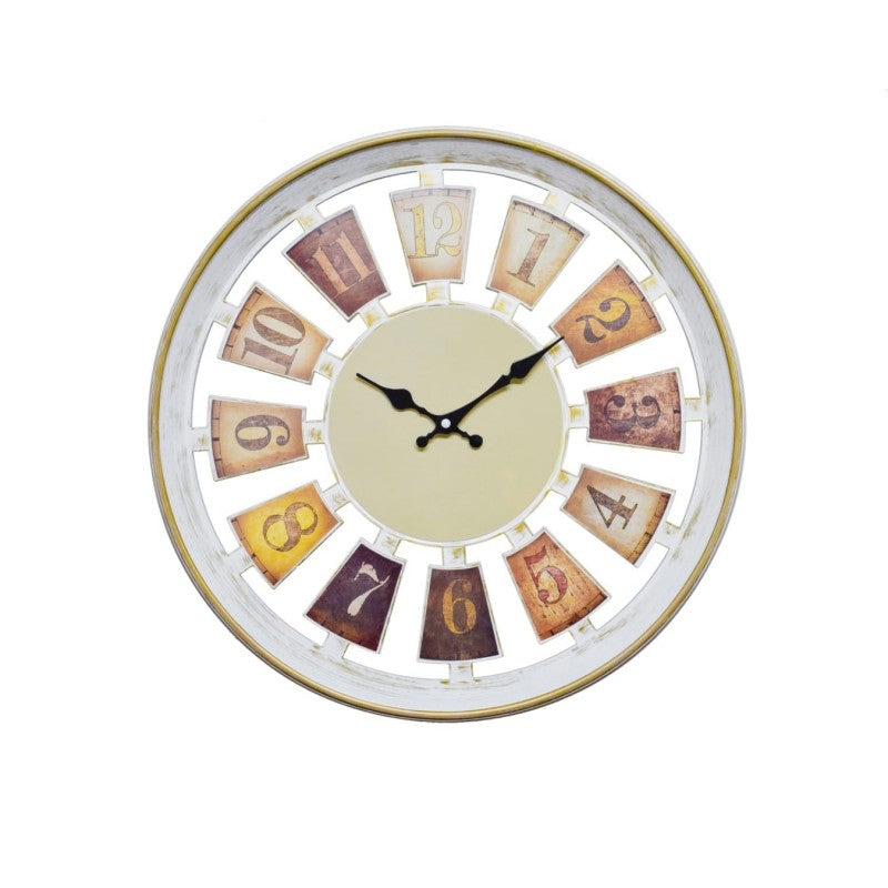 Ceas de Perete, 48 cm, cu Mecanism Silențios, Maro/Alb ❘ D3327