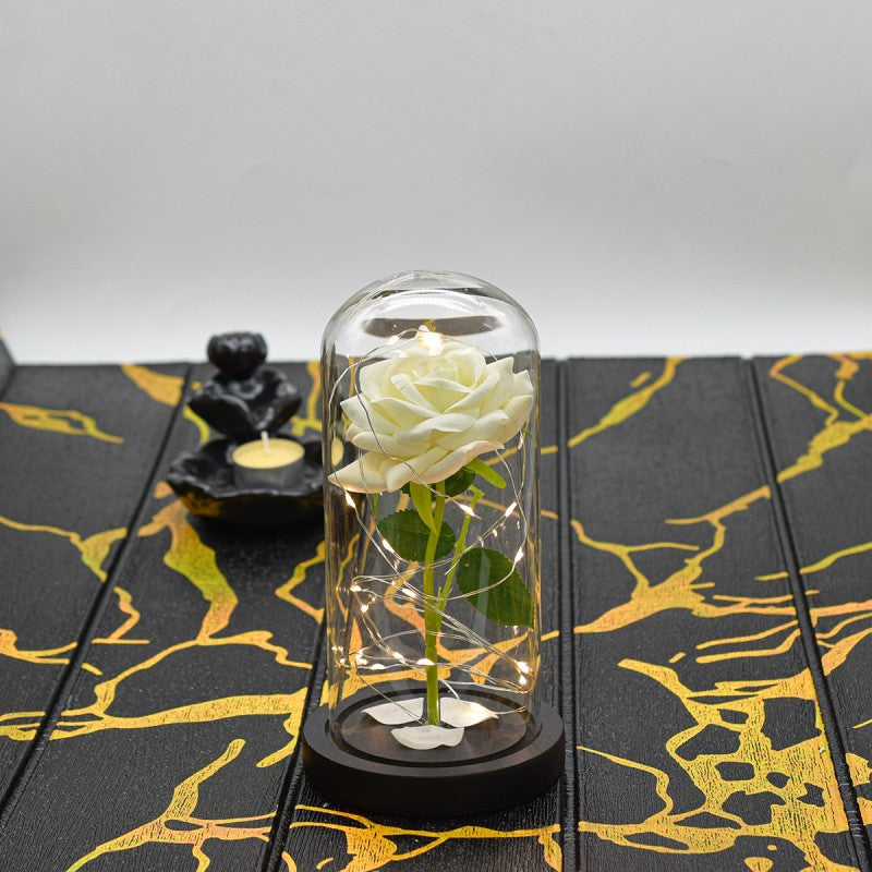 Aranjament Floral în Cupolă de Sticlă, Lumină Led, diverse culori ❘ D4007