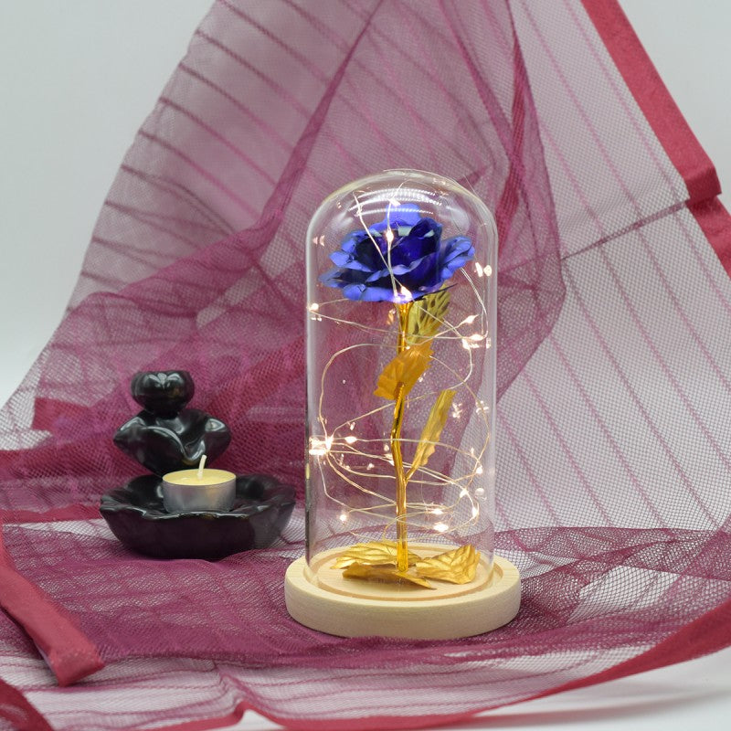 Aranjament Floral în Cupolă de Sticlă, Lumină Led, diverse culori ❘ D4044