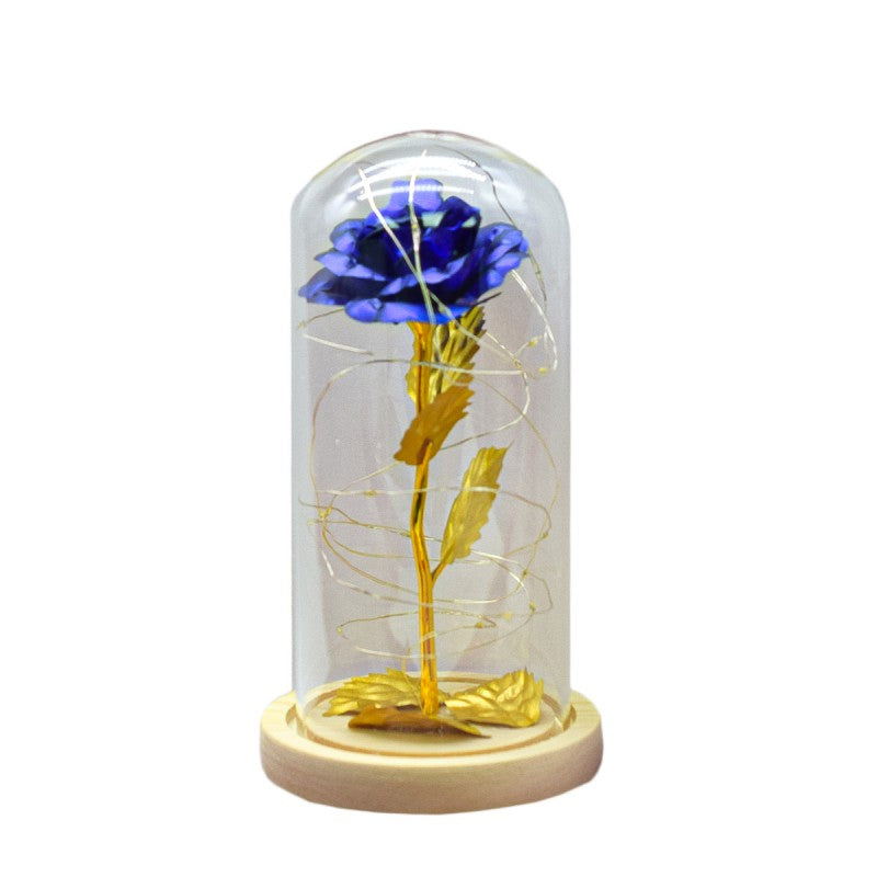 Aranjament Floral în Cupolă de Sticlă, Lumină Led, diverse culori ❘ D4044