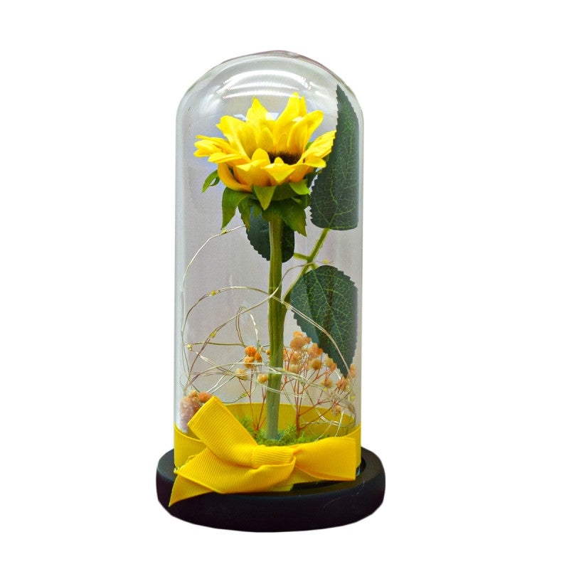 Aranjament Floral în Cupolă de Sticlă, Lumina Led, Diverse Modele ❘ D4047 / D4022 / D4032