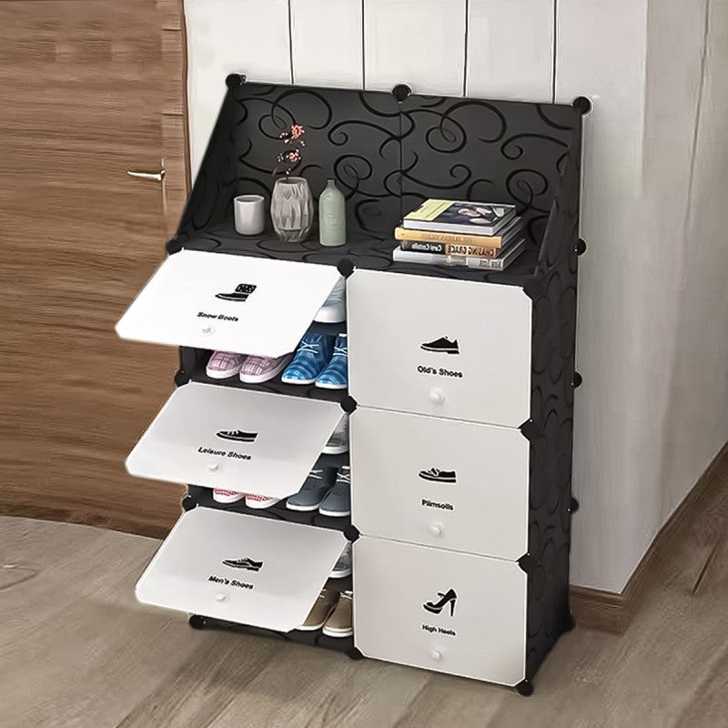 Pantofar Modular, 12 Compartimente, 32 x 84 x 122 cm, Negru ❘ D4100